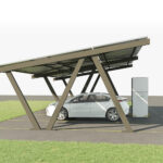 Güneş enerjili şarj istasyonu CARPORT tesisi görsel temsili.